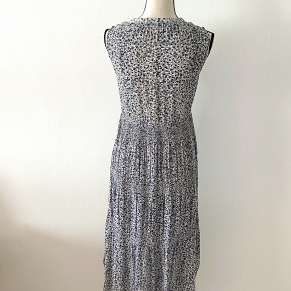 James Perse Floral Pleated Midi Dress In Pearl 0 - Picture 7 of 12